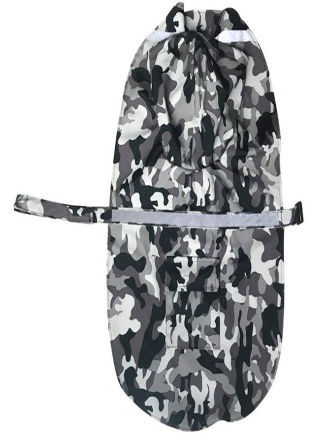 Mikayoo Large Dog Camouflage Raincoat Ajustable Pet Waterproof Clothes Lightweight Rain Jacket Poncho Hoodies with Strip Reflective(Gray M) - Image 4